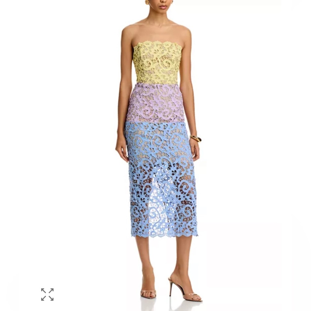 Milly Multi Color Ombré Kait Lace Midi Dress, NWT, $695MSRP, Runway 25’